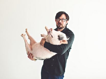 James and the house pig, cropped