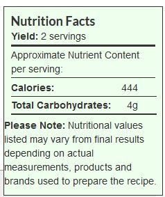 BLT chicken salad recipe nutrition box