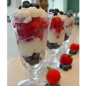 red white blueberry parfaits harps